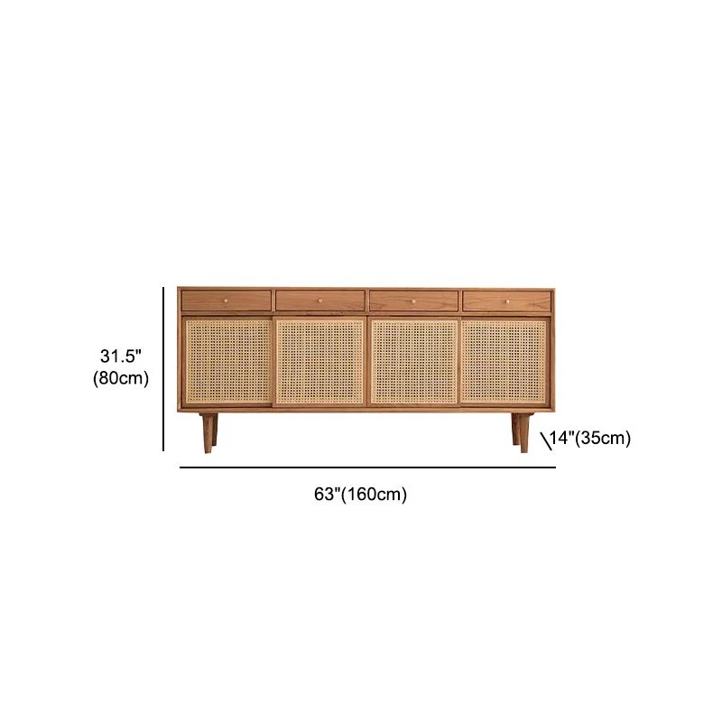Credenza da cucina legno con ante rattan dallo stile semplice, altezza 32 pollici, per sala da pranzo Clearhalo