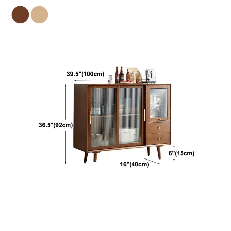 Credenza da cucina minimalista legno con ante vetro per soggiorno Clearhalo