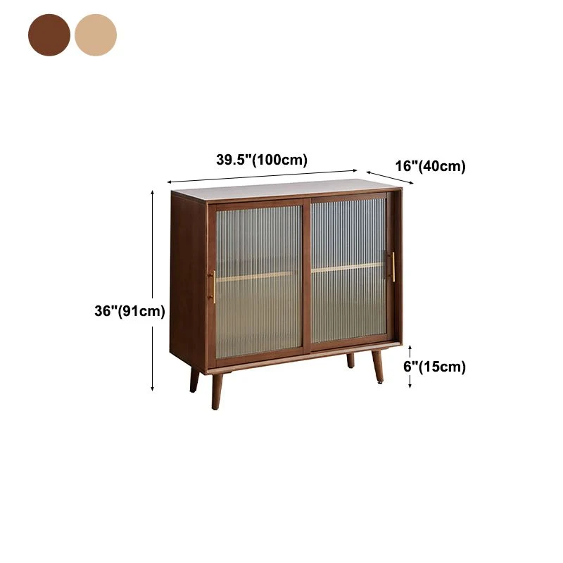 Credenza da cucina minimalista legno con ante vetro per soggiorno Clearhalo