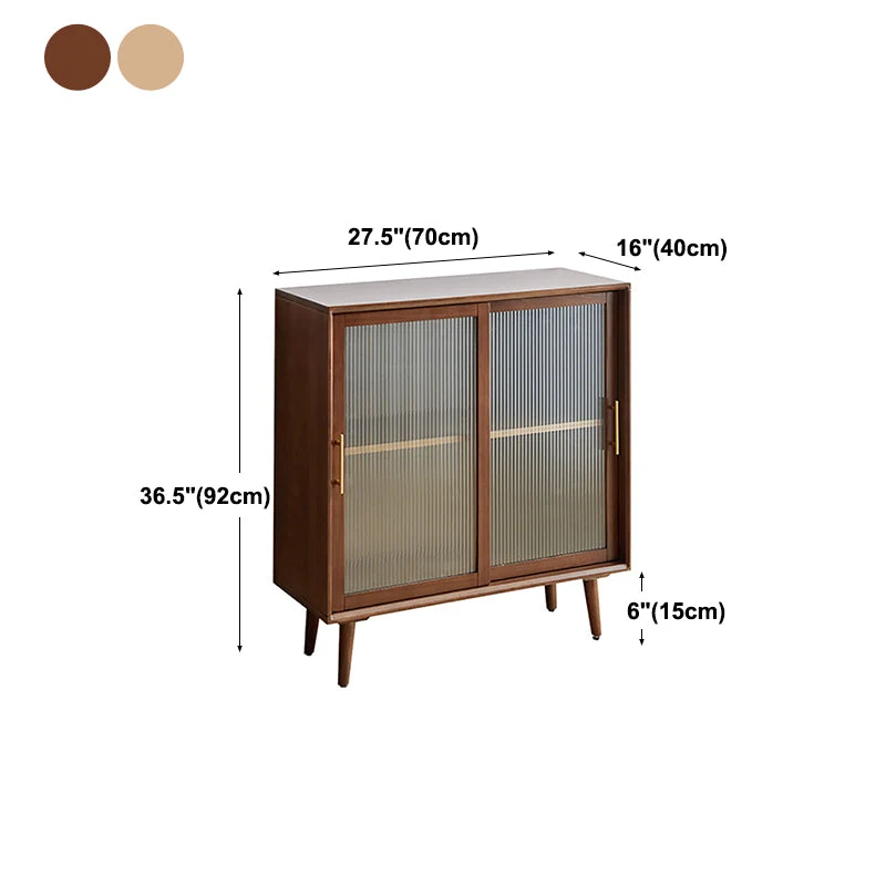 Credenza da cucina minimalista legno con ante vetro per soggiorno Clearhalo