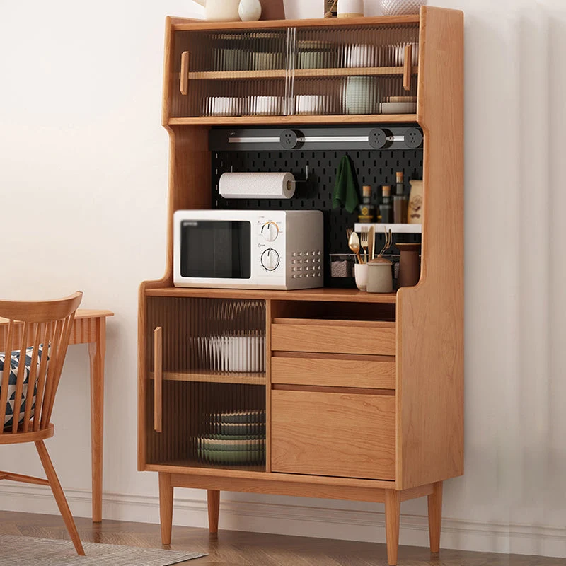 Credenza da cucina semplice legno con 3 cassetti e ante per sala da pranzo Clearhalo