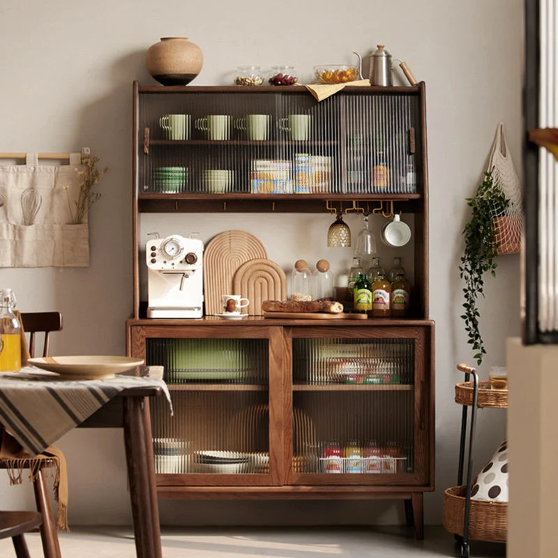 Credenza Espresso stile moderno legno massello con anta scorrevole Clearhalo