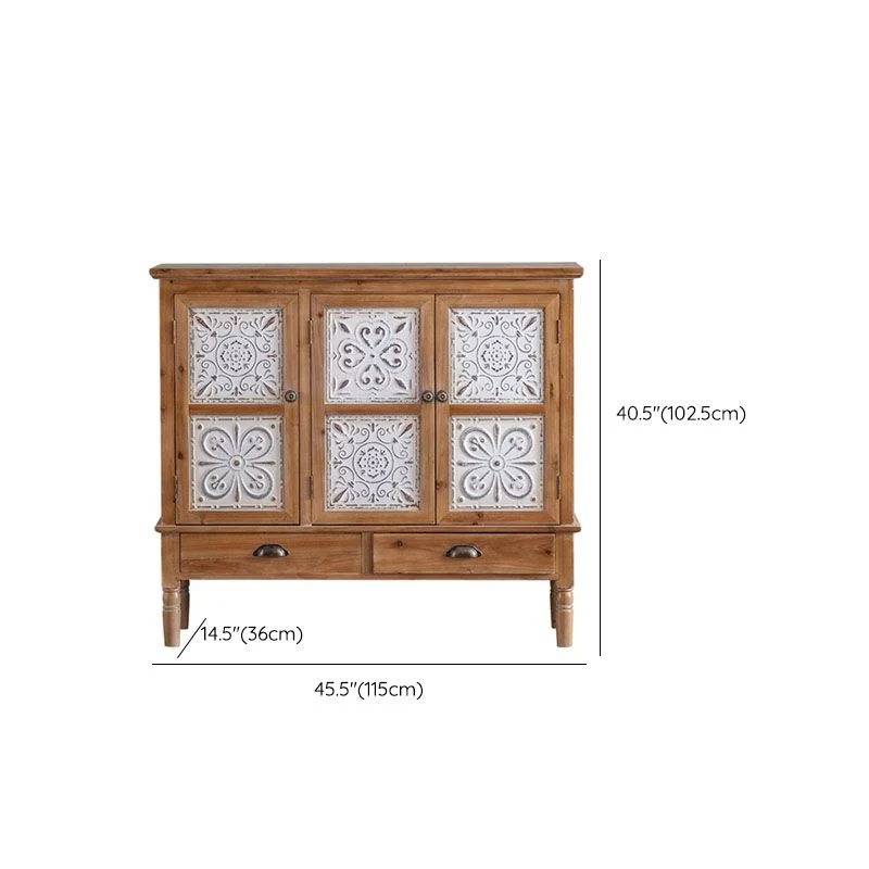 Credenza da fattoria Credenza portaoggetti legno massello con ante per sala da pranzo Clearhalo