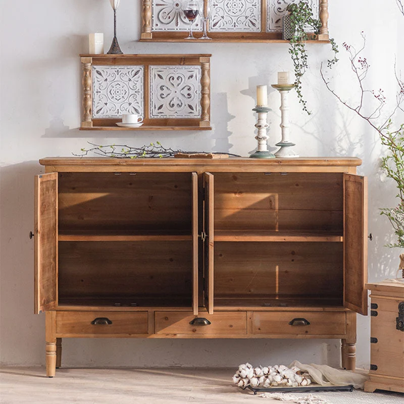 Credenza da fattoria Credenza portaoggetti legno massello con ante per sala da pranzo Clearhalo
