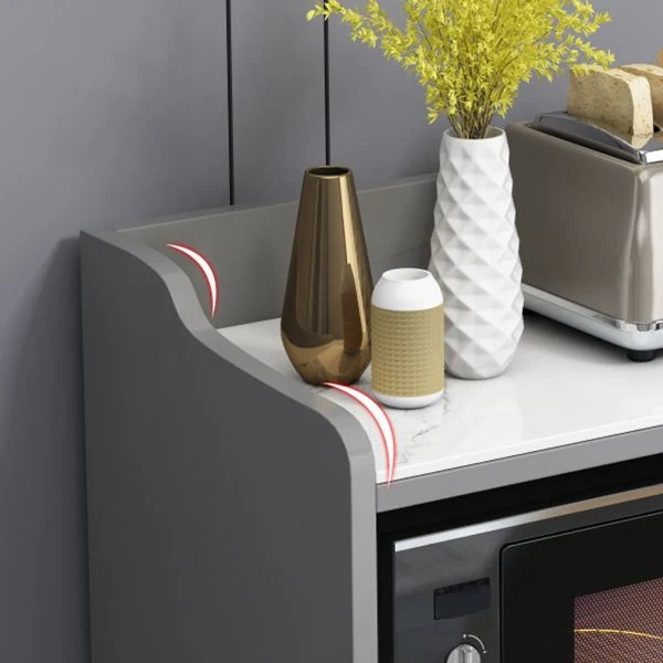 Credenza finto legno Glam Stone Top Home Dining Server con armadietti Clearhalo