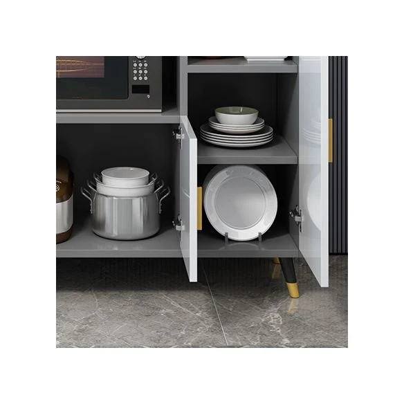 Credenza finto legno Glam Stone Top Home Dining Server con armadietti Clearhalo