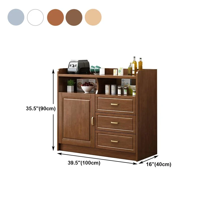 Credenza giorno Glam legno di gomma 3 cassetti, credenza giorno per soggiorno Clearhalo