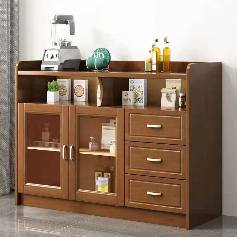 Credenza giorno Glam legno di gomma 3 cassetti, credenza giorno per soggiorno Clearhalo