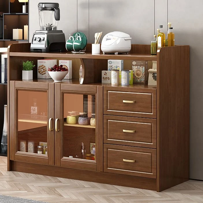 Credenza giorno Glam legno di gomma 3 cassetti, credenza giorno per soggiorno Clearhalo