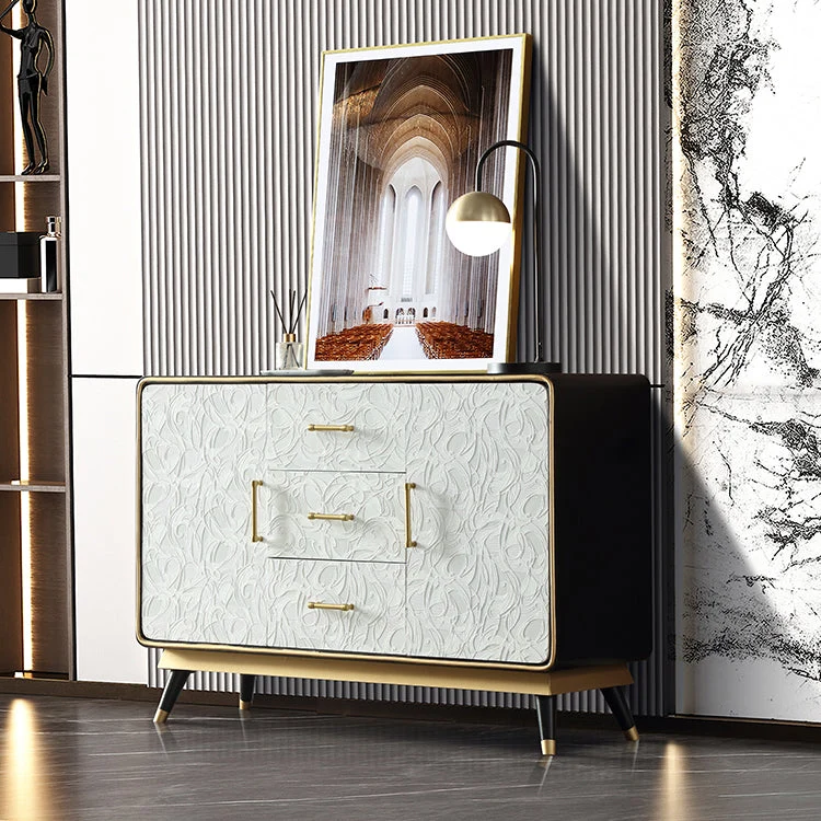 Credenza Glam betulla con scaffali regolabili, credenza con cassetto per soggiorno Clearhalo