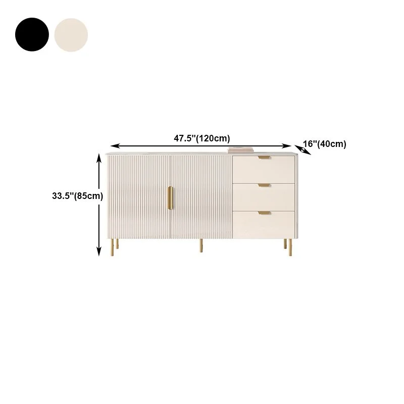 Credenza Glam Credenza 3 cassetti derivati del legno con ripiano pietra per soggiorno Clearhalo