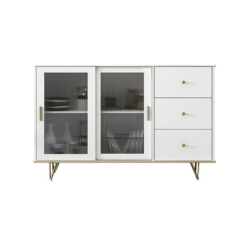 Credenza Glam per soggiorno, buffet MDF, ripiani regolabili, scorrevoli e ante vetro Clearhalo