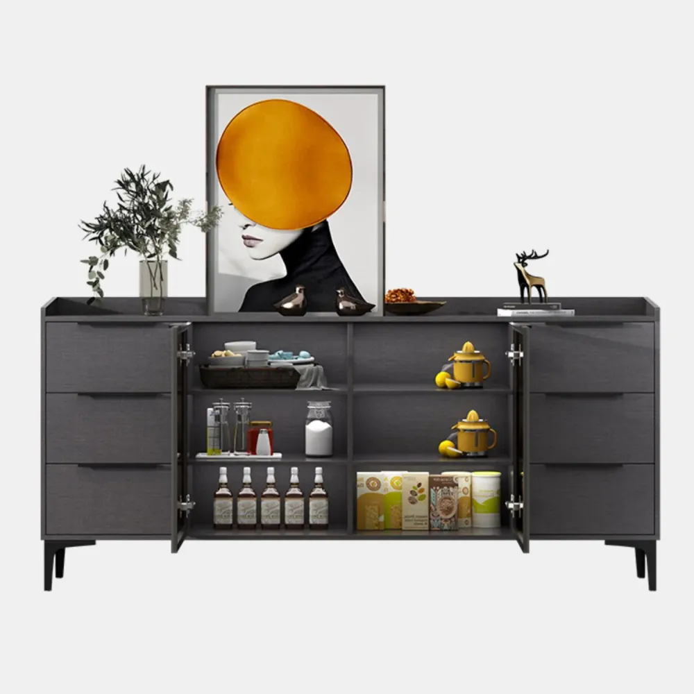 Credenza Glam Style Top Server Pietra Sinterizzata Nera con Anta e Cassetto Clearhalo