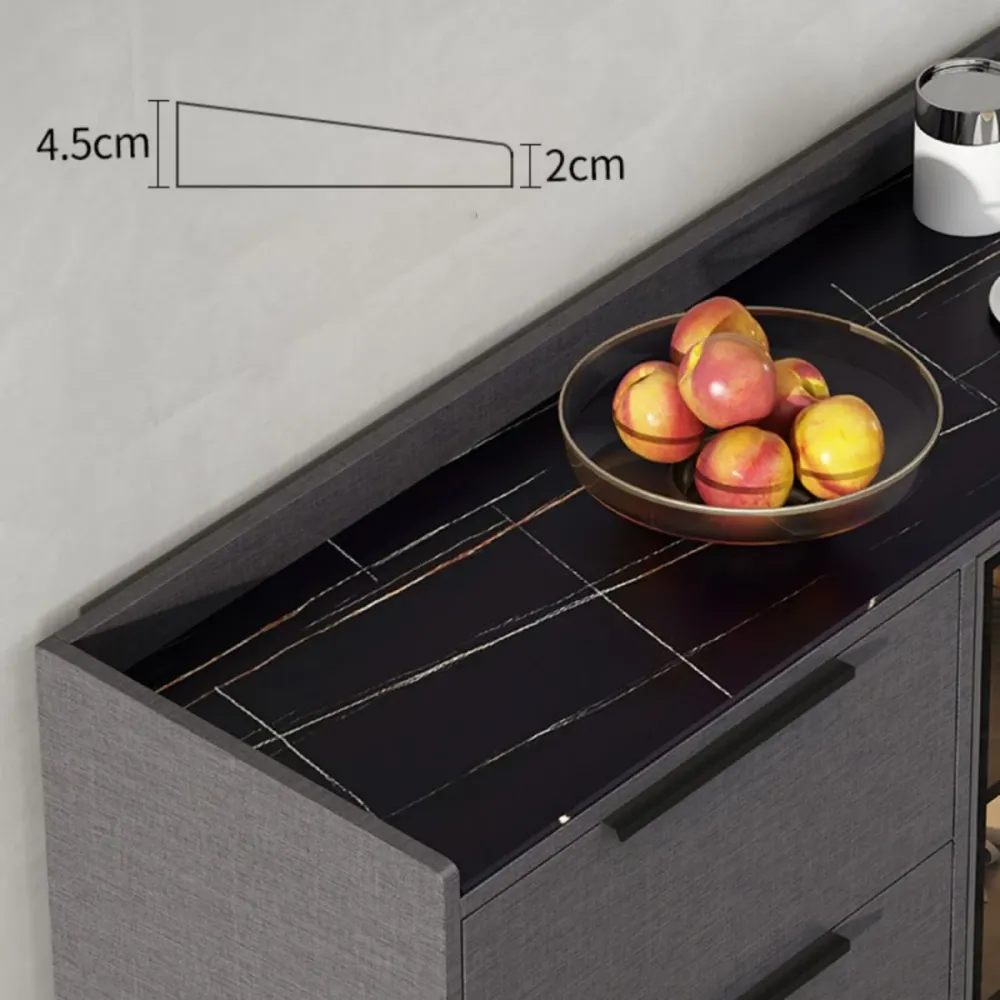 Credenza Glam Style Top Server Pietra Sinterizzata Nera con Anta e Cassetto Clearhalo