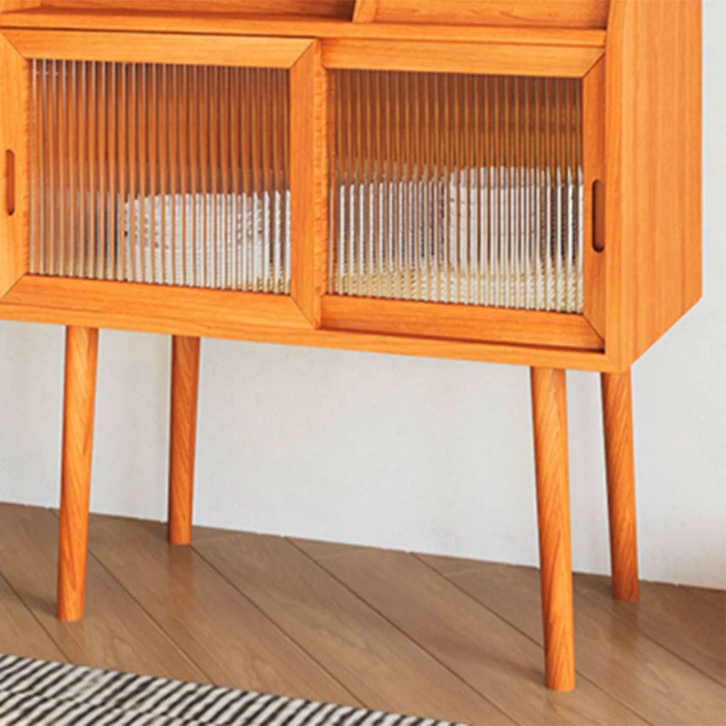 Credenza legno massello con 2 cassetti stile moderno per sala da pranzo Clearhalo