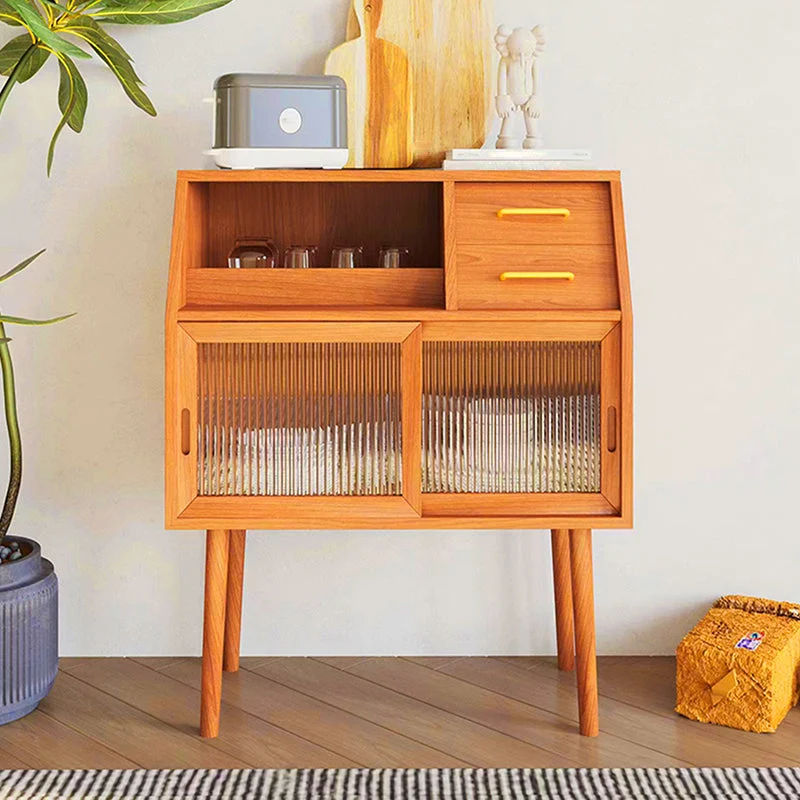 Credenza legno massello con 2 cassetti stile moderno per sala da pranzo Clearhalo