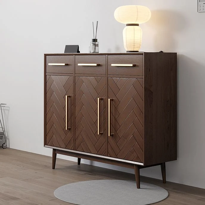Credenza legno massello stile moderno con armadi e cassetti Clearhalo