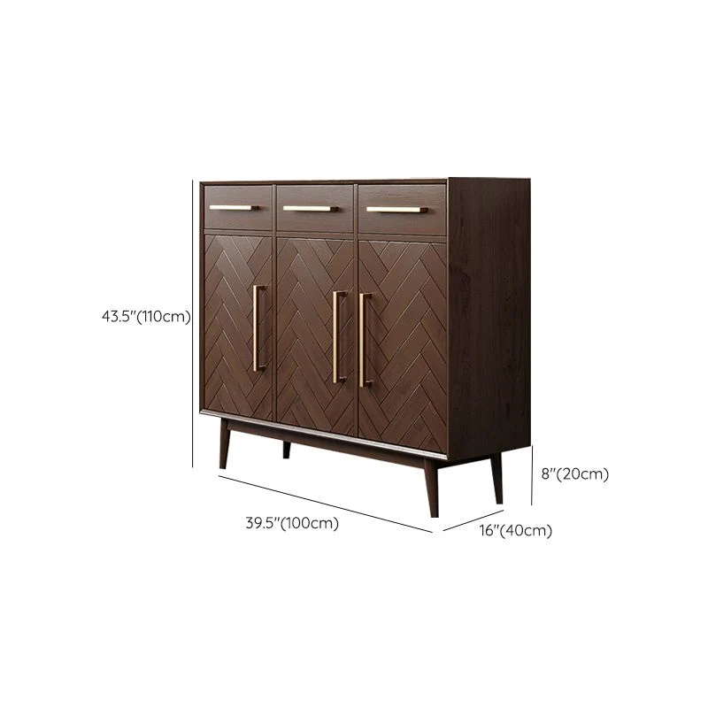 Credenza legno massello stile moderno con armadi e cassetti Clearhalo