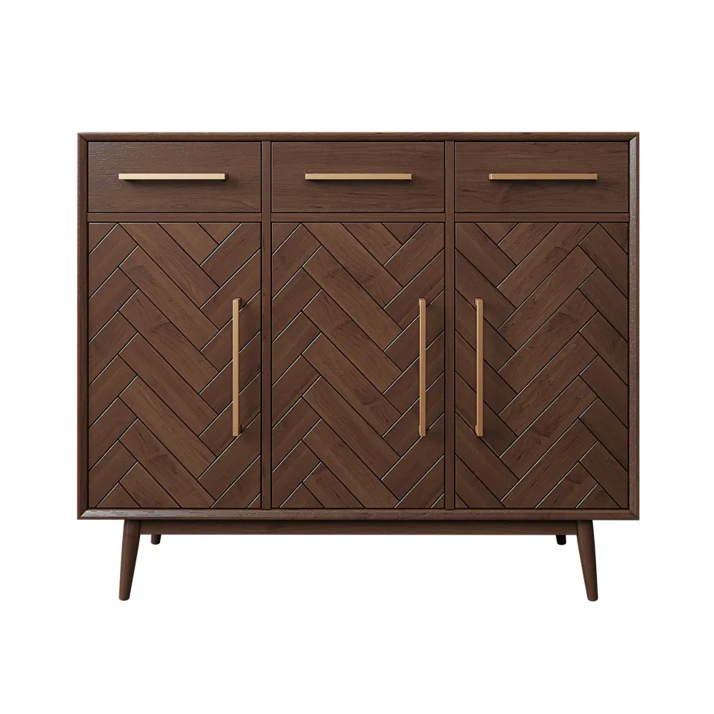 Credenza legno massello stile moderno con armadi e cassetti Clearhalo