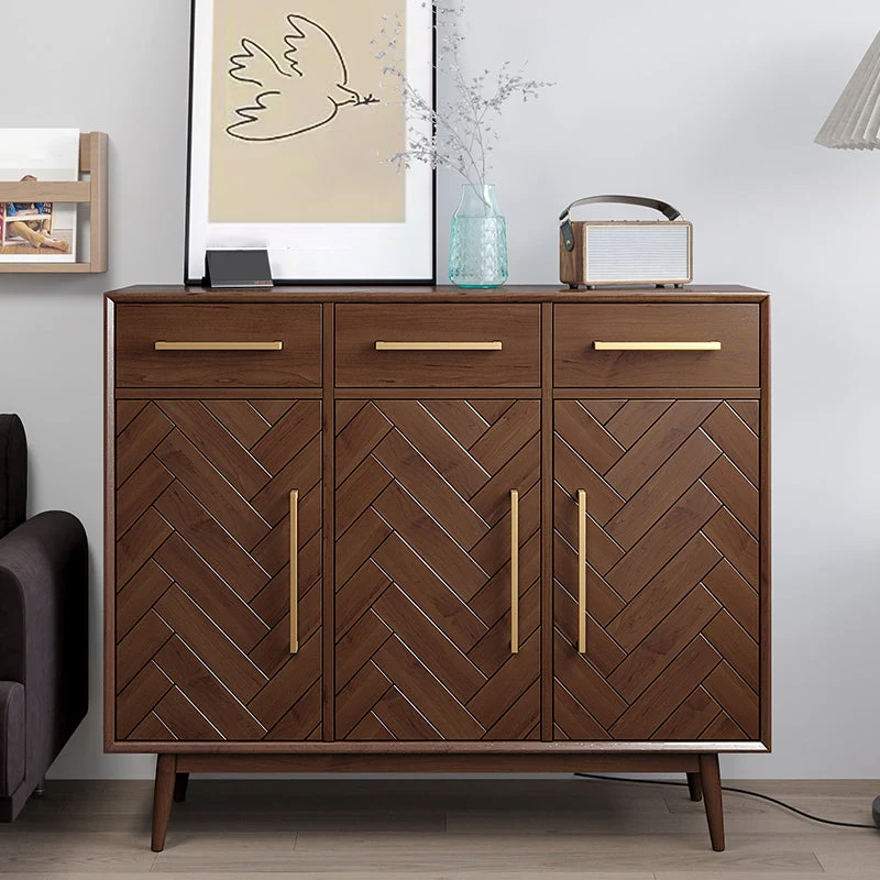 Credenza legno massello stile moderno con armadi e cassetti Clearhalo