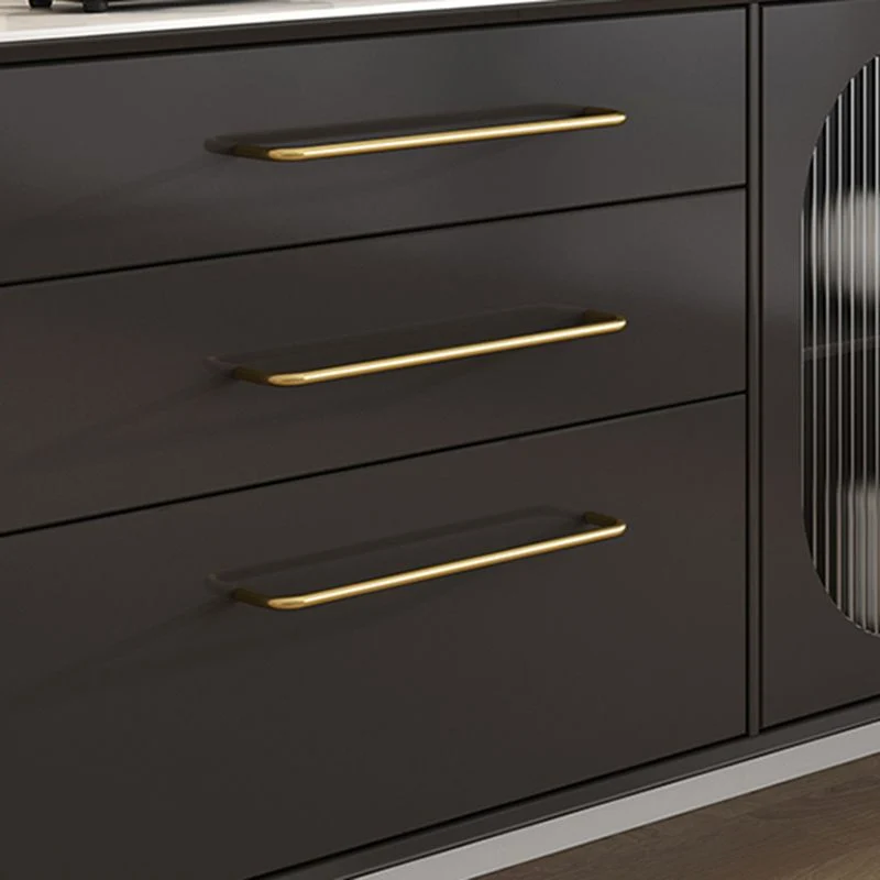 Credenza moderna buffet nera, server da pranzo legno ingegnerizzato con cassetti e portaoggetti Clearhalo