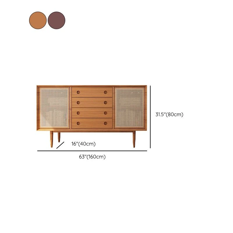 Credenza moderna 4 cassetti legno massello di pino, supporto da buffet per soggiorno Clearhalo