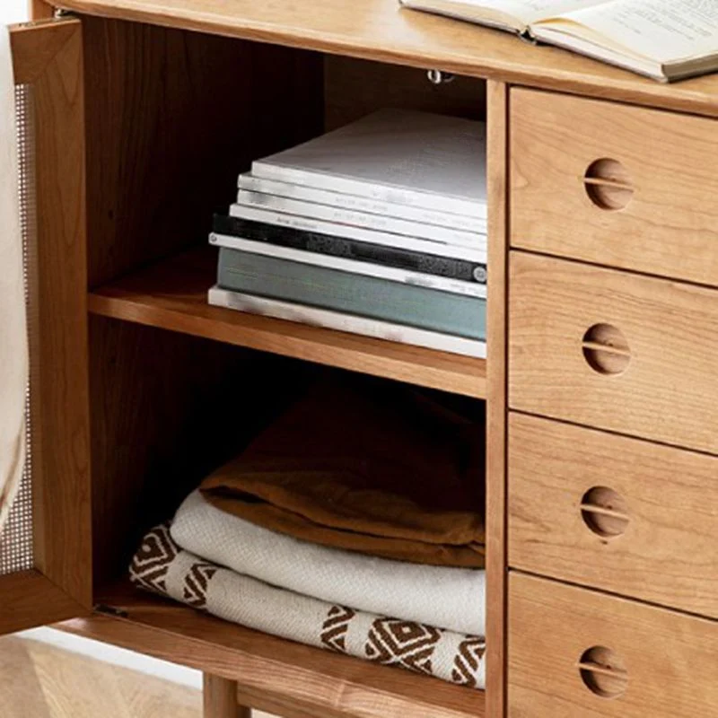 Credenza moderna con ante rattan e contenitore per uso domestico Clearhalo