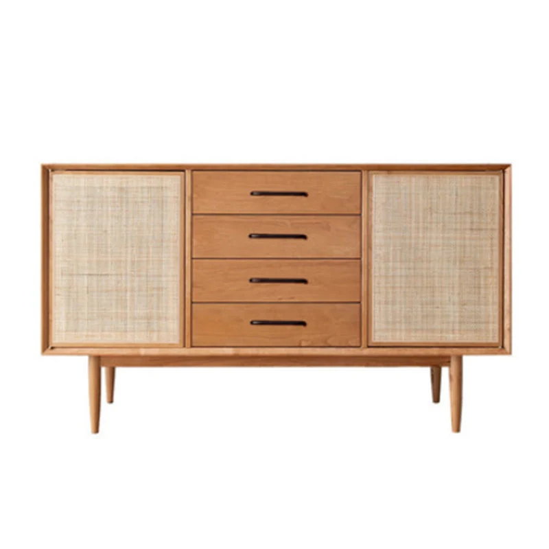 Credenza moderna con ante rattan e contenitore per uso domestico Clearhalo