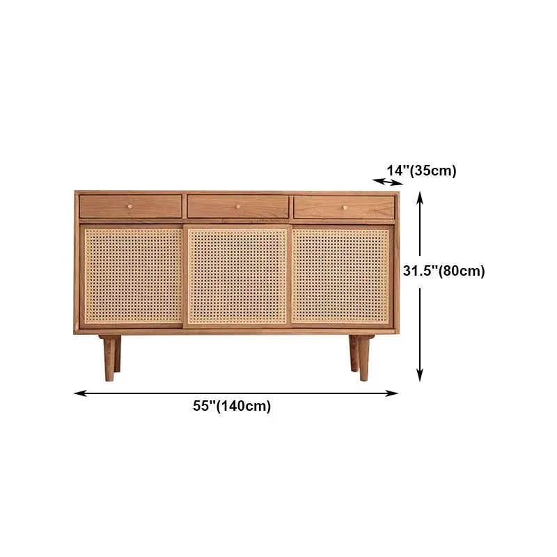 Credenza moderna con ante rattan e struttura pino, per soggiorno Clearhalo