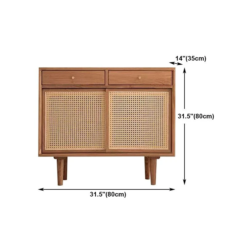 Credenza moderna con ante rattan e struttura pino, per soggiorno Clearhalo