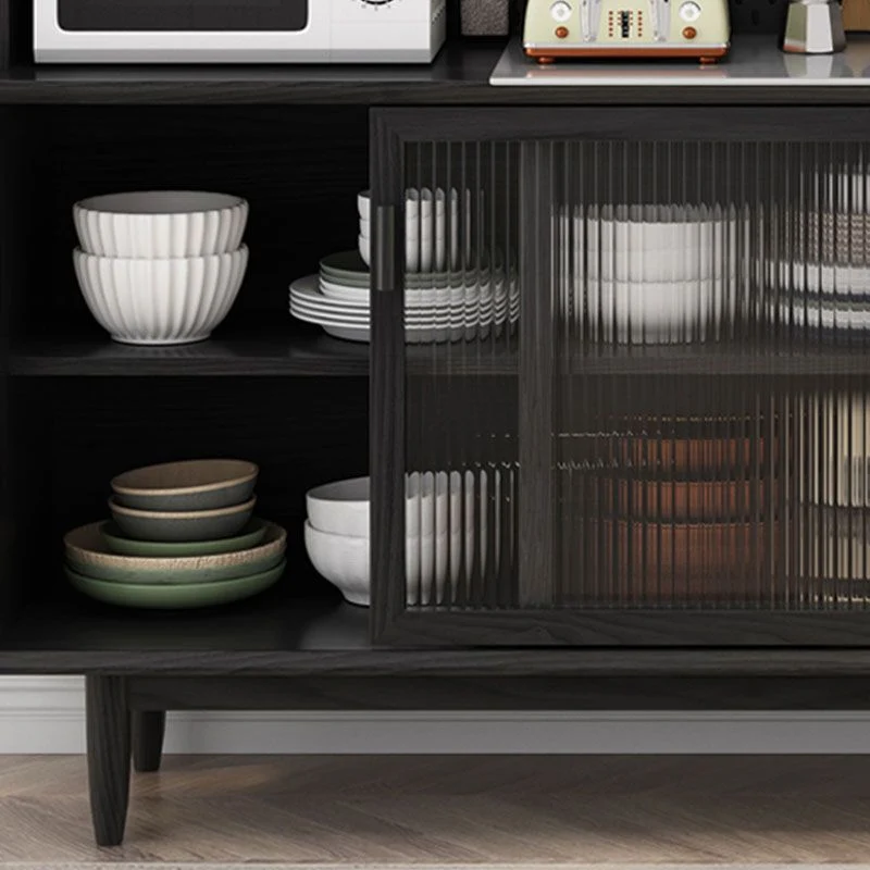 Credenza moderna con ante scorrevoli, tavolo da buffet legno massello con 3 cassetti Clearhalo