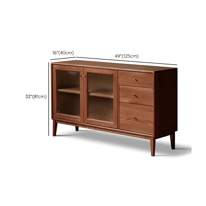 Credenza moderna con ante vetro di quercia, credenza con ante per sala da pranzo Clearhalo