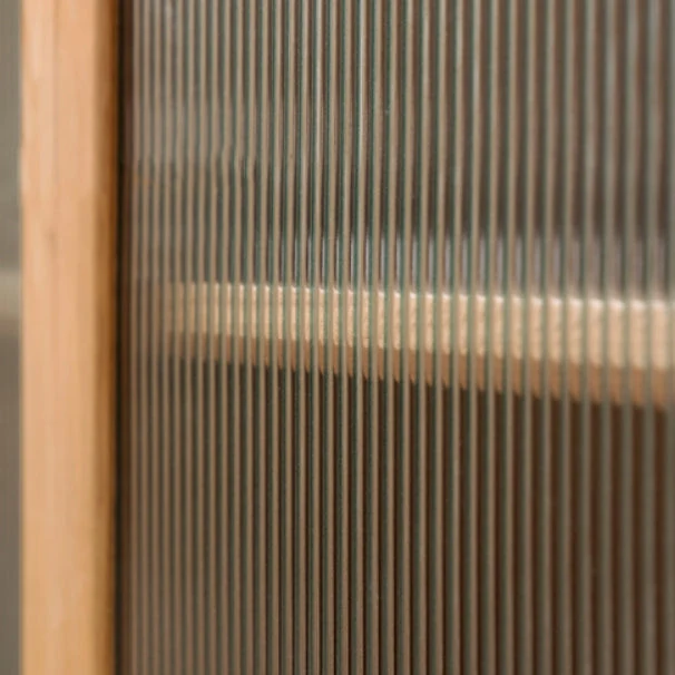 Credenza moderna con ante vetro di quercia, credenza con ante per sala da pranzo Clearhalo