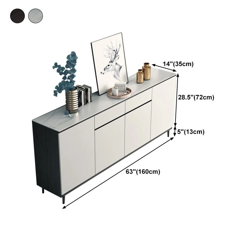 Credenza moderna con 2 cassetti e ante legno. Credenza alta 89 cm per cucina Clearhalo
