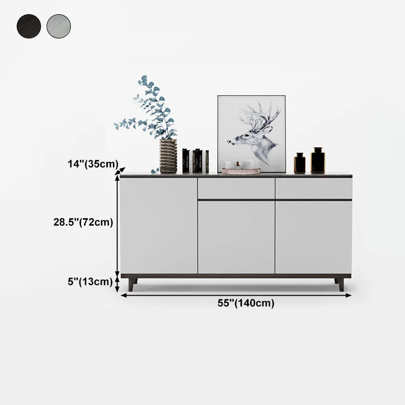 Credenza moderna con 2 cassetti e ante legno. Credenza alta 89 cm per cucina Clearhalo