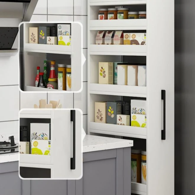 Credenza moderna con ripiani finto legno per sala da pranzo Clearhalo