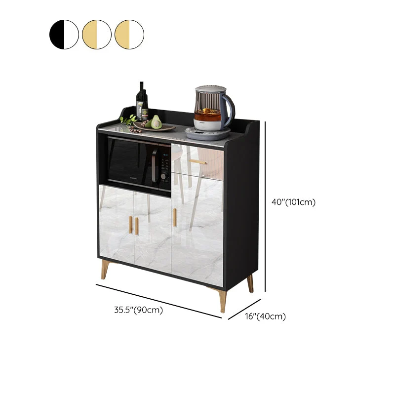 Credenza moderna con ripiani regolabili per server da pranzo e contenitori aperti Clearhalo