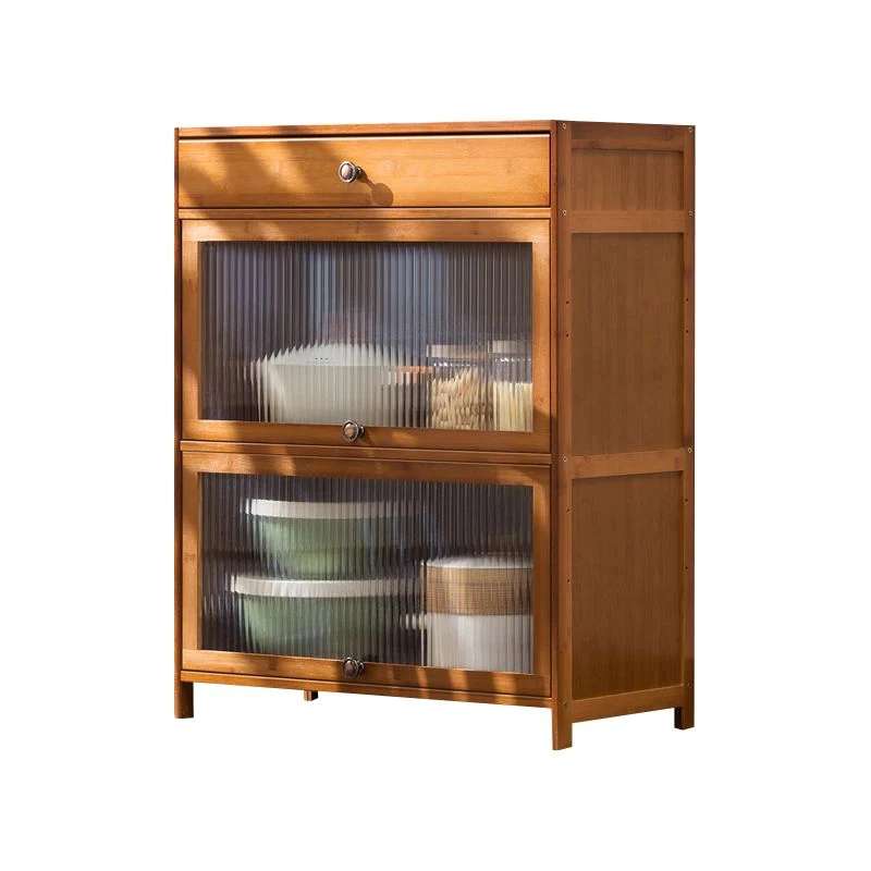 Credenza moderna con server buffet bambù marrone con cassetto Clearhalo