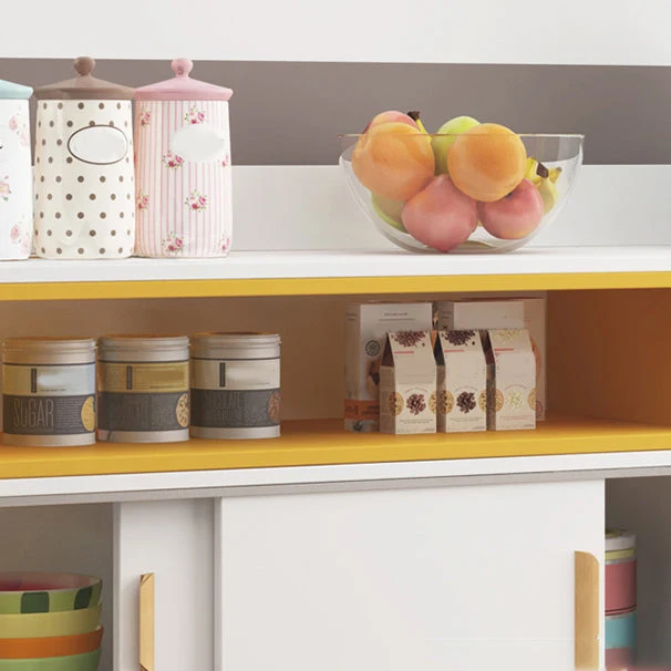 Credenza moderna con tavolo, credenza finto legno con ante per cucina Clearhalo