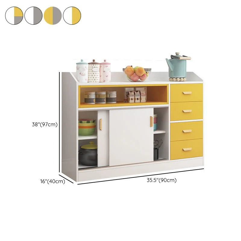 Credenza moderna con tavolo, credenza finto legno con ante per cucina Clearhalo