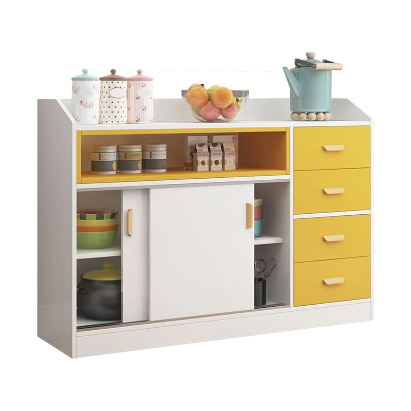 Credenza moderna con tavolo, credenza finto legno con ante per cucina Clearhalo