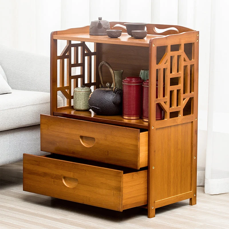 Credenza moderna Credenza bambù con cassetti per cucina Clearhalo