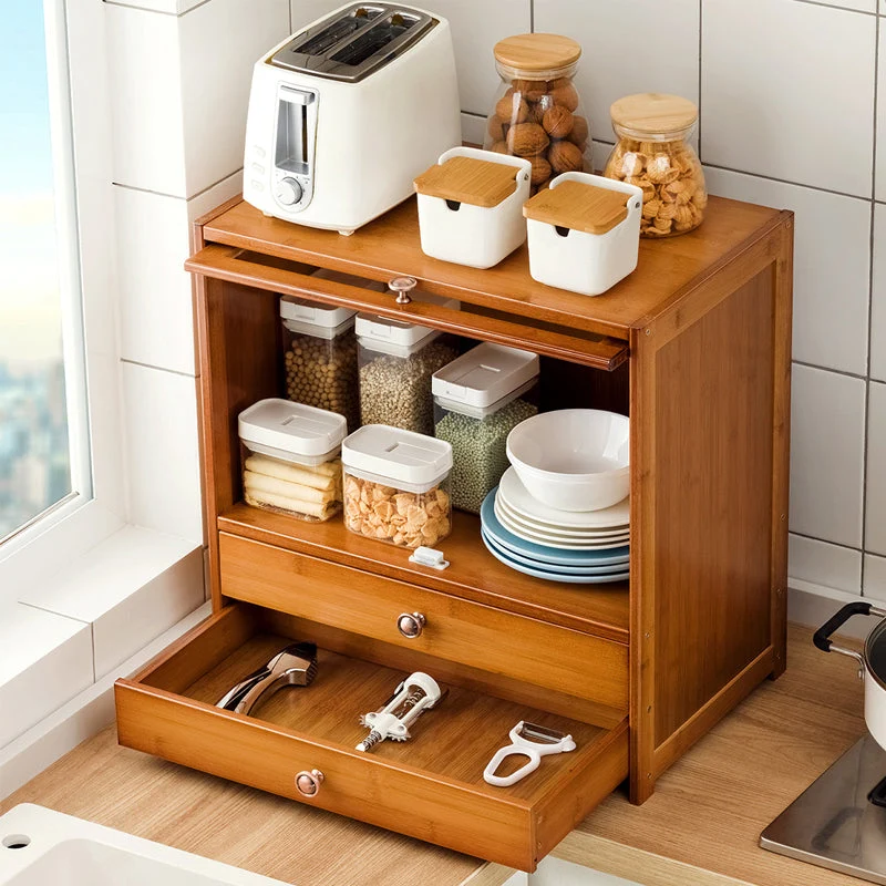 Credenza moderna Credenza bambù con cassetti per sala da pranzo Clearhalo