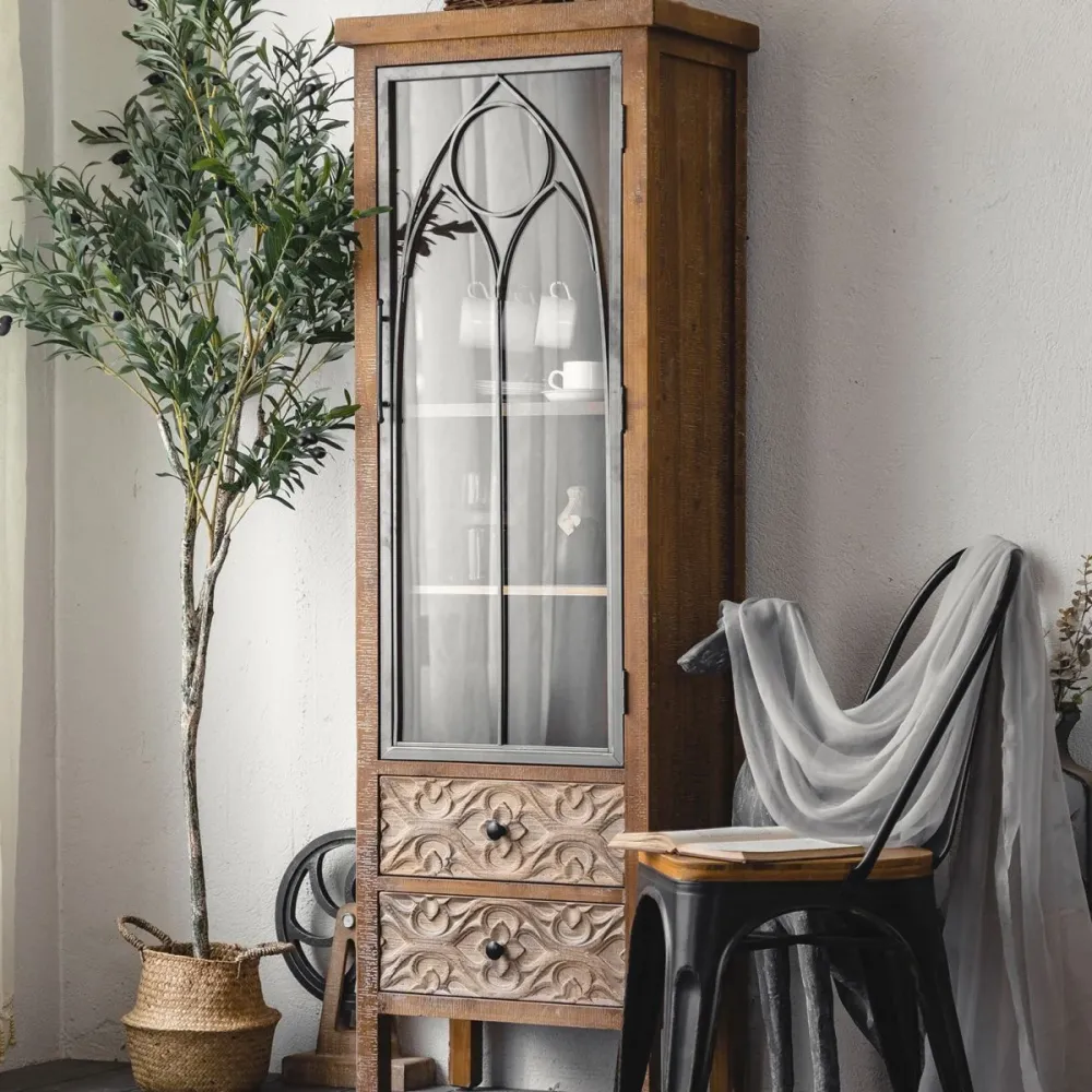 Credenza Moderna Credenza Mobile Legno Massello con Ante per Sala da Pranzo Clearhalo