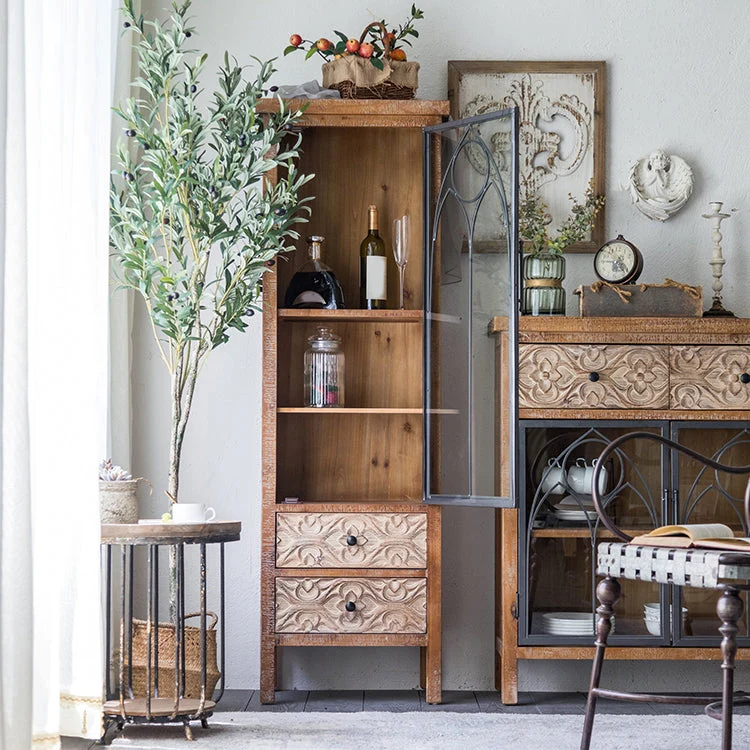Credenza Moderna Credenza Mobile Legno Massello con Ante per Sala da Pranzo Clearhalo