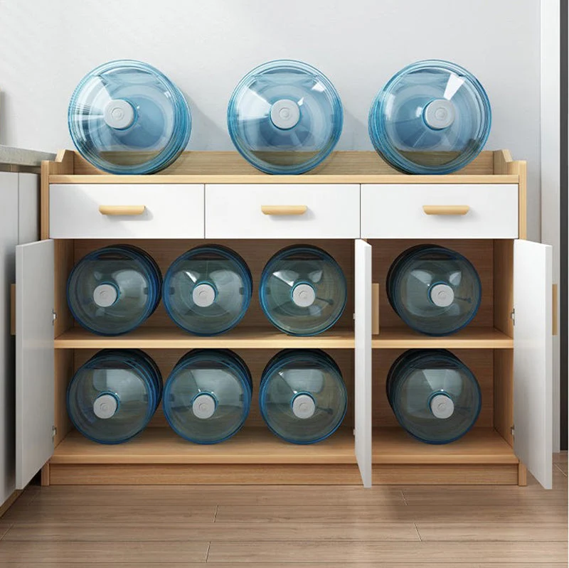 Credenza moderna da cucina legno artificiale con cassetti e portaoggetti Clearhalo