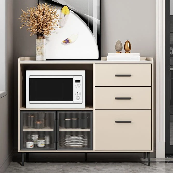 Credenza moderna legno composito 3 cassetti con ripiano pietra per soggiorno Clearhalo