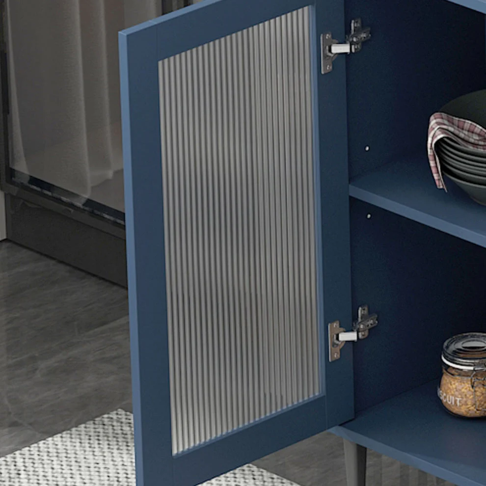 Credenza moderna legno con porta vetro e contenitore per soggiorno Clearhalo
