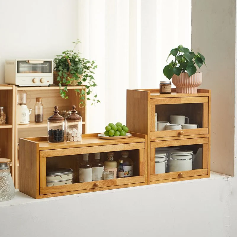 Credenza moderna legno di gomma con ante per cucina Clearhalo