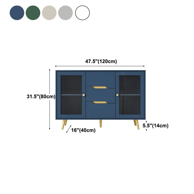 Credenza moderna legno ingegnerizzato 3 cassetti con ante vetro, credenza per soggiorno Clearhalo